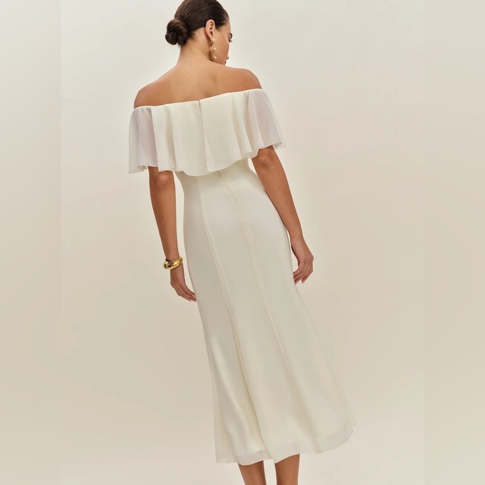 NWT Reformation Charee Dress Eggshell Ivory Off Shoulder Bridal | US 4 UK 8 - Picture 4 of 14